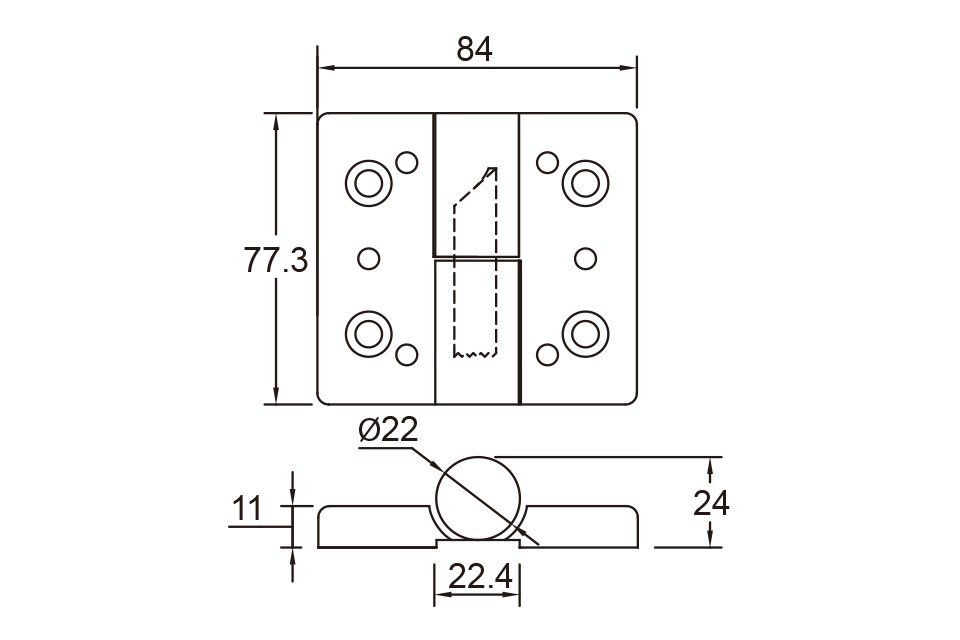 A022B, 方型鉸鏈（灰色）, 搗擺五金系列, 鉸鏈系列