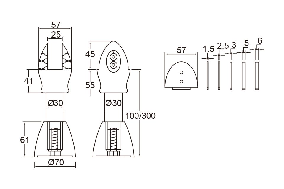 AB03B, ABS腳座(銀), 搗擺五金系列, 腳座系列