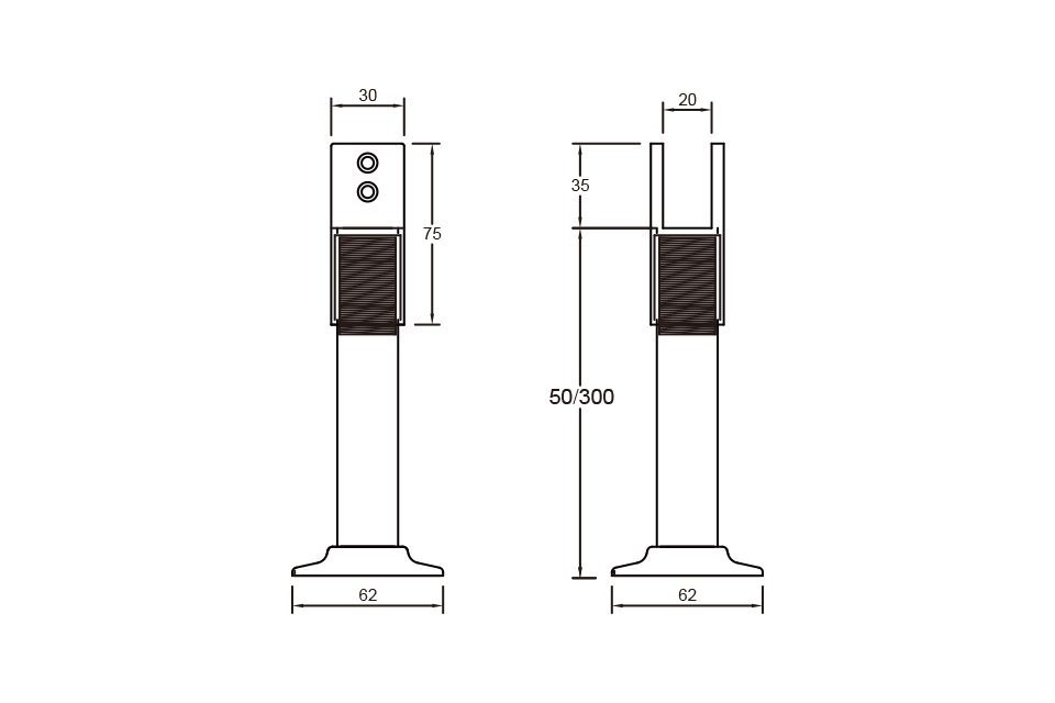 A20C, 19~20mm腳座(SUS蓋), 搗擺五金系列, 腳座系列
