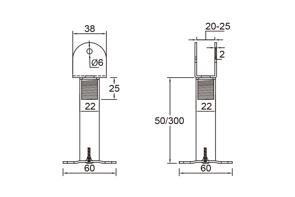 BJ20B, 20mm下直通(小盤), 搗擺五金系列, 腳座系列