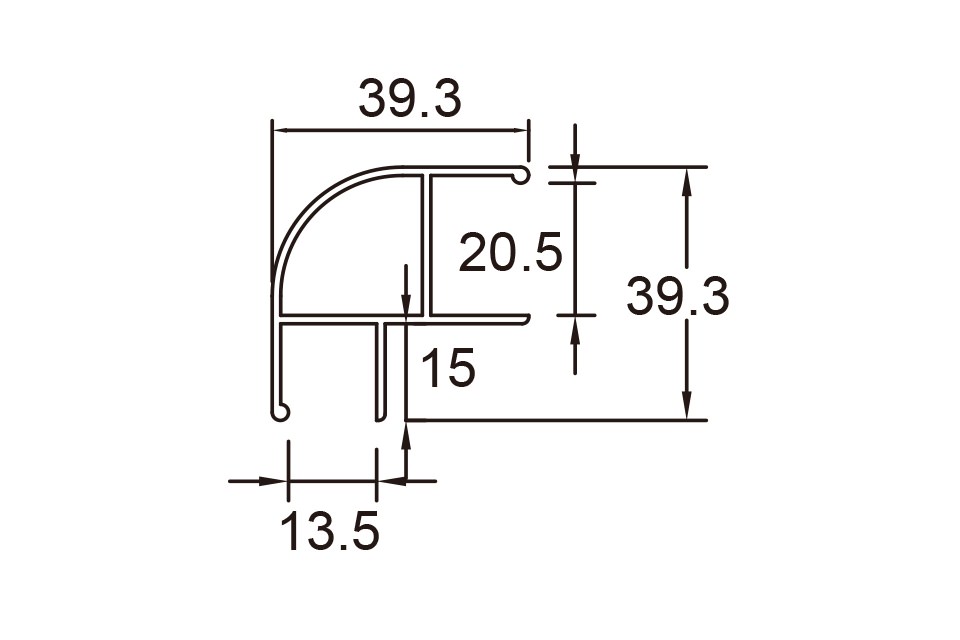 A13-2B, 13.20 轉角, 搗擺五金系列, 鋁料系列